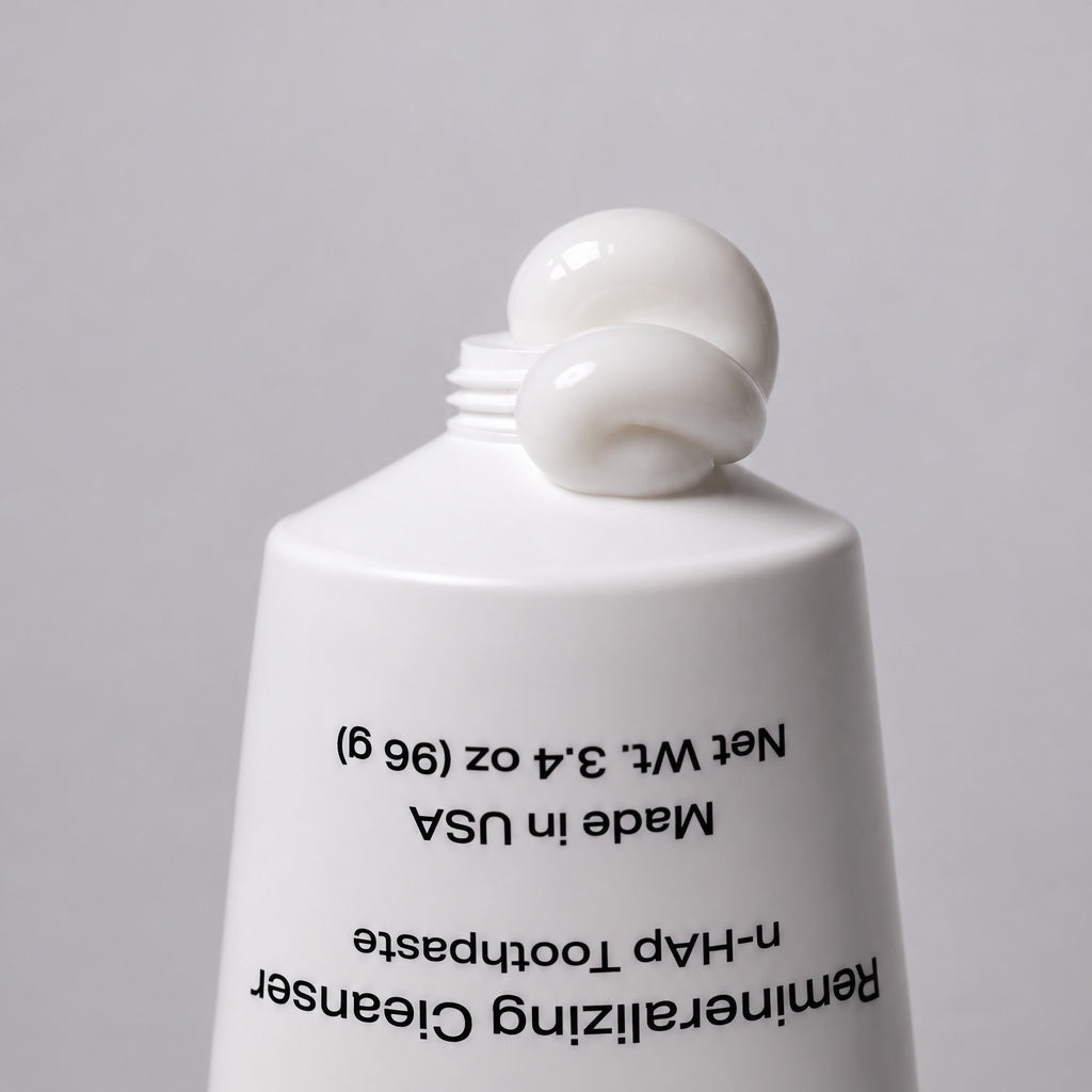 Salo Remineralizing Cleanser paste on the tube nozzle